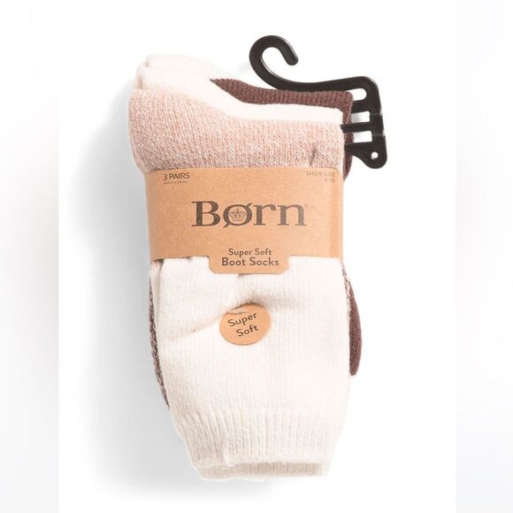 BORN Earth Tones Ivory Brown White US W 4-10 Super Soft Quarter Socks 3 pack - Picture 1 of 8
